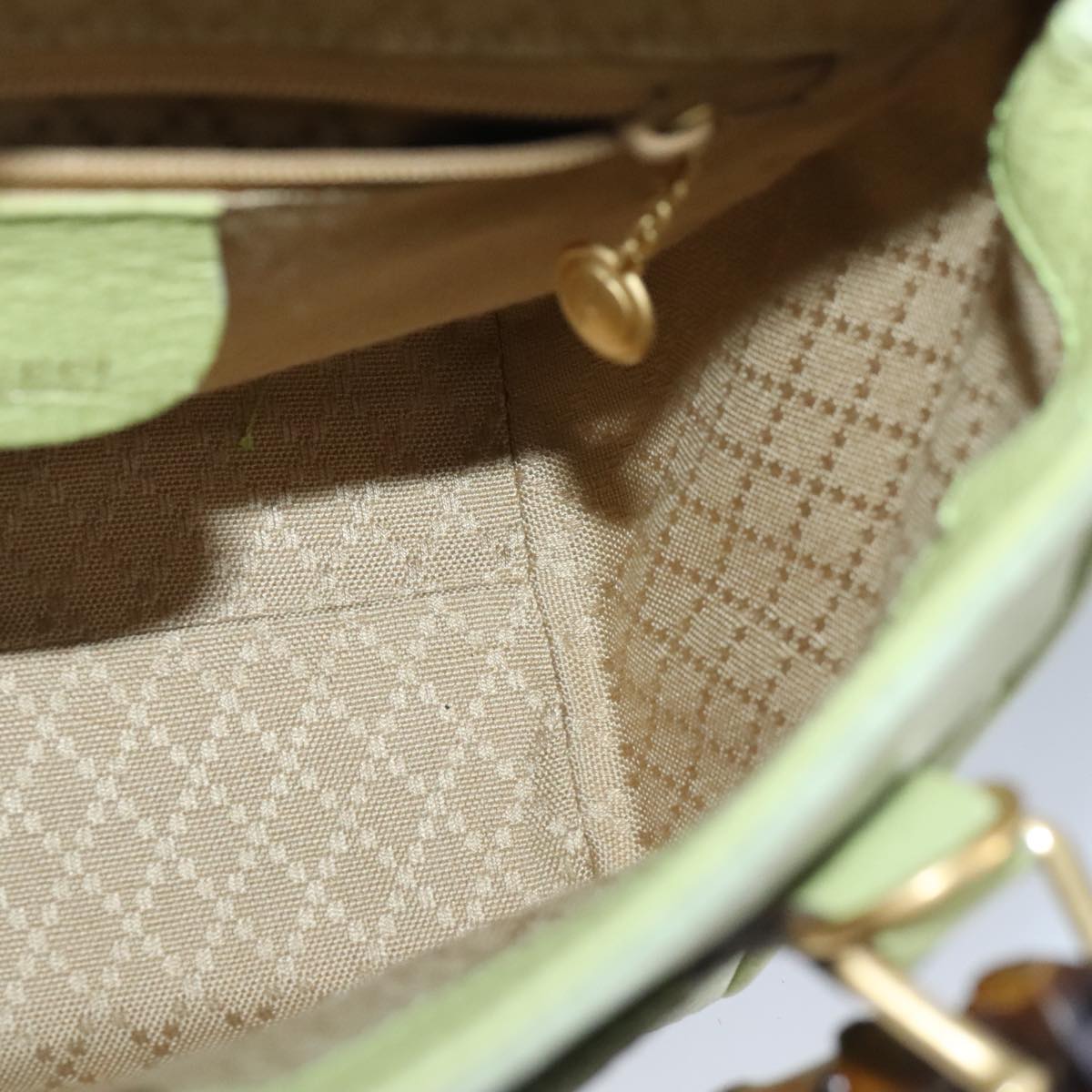 GUCCI Bamboo Hand Bag Suede 2way Gold Light green 000 122 0316 98469