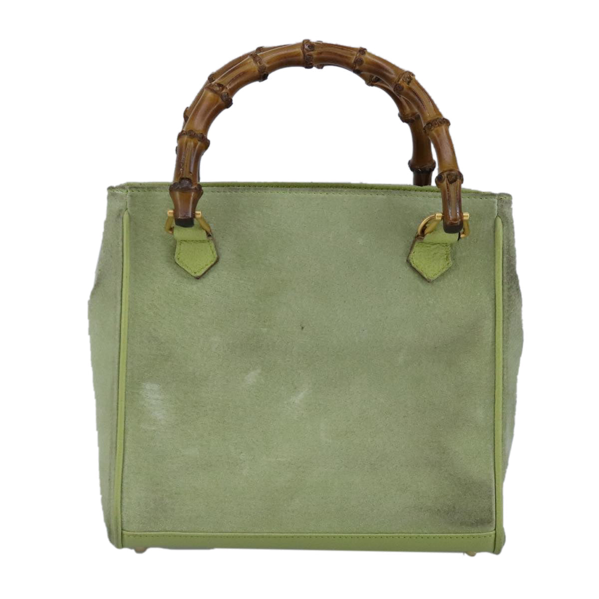 GUCCI Bamboo Hand Bag Suede 2way Gold Light green 000 122 0316 98469