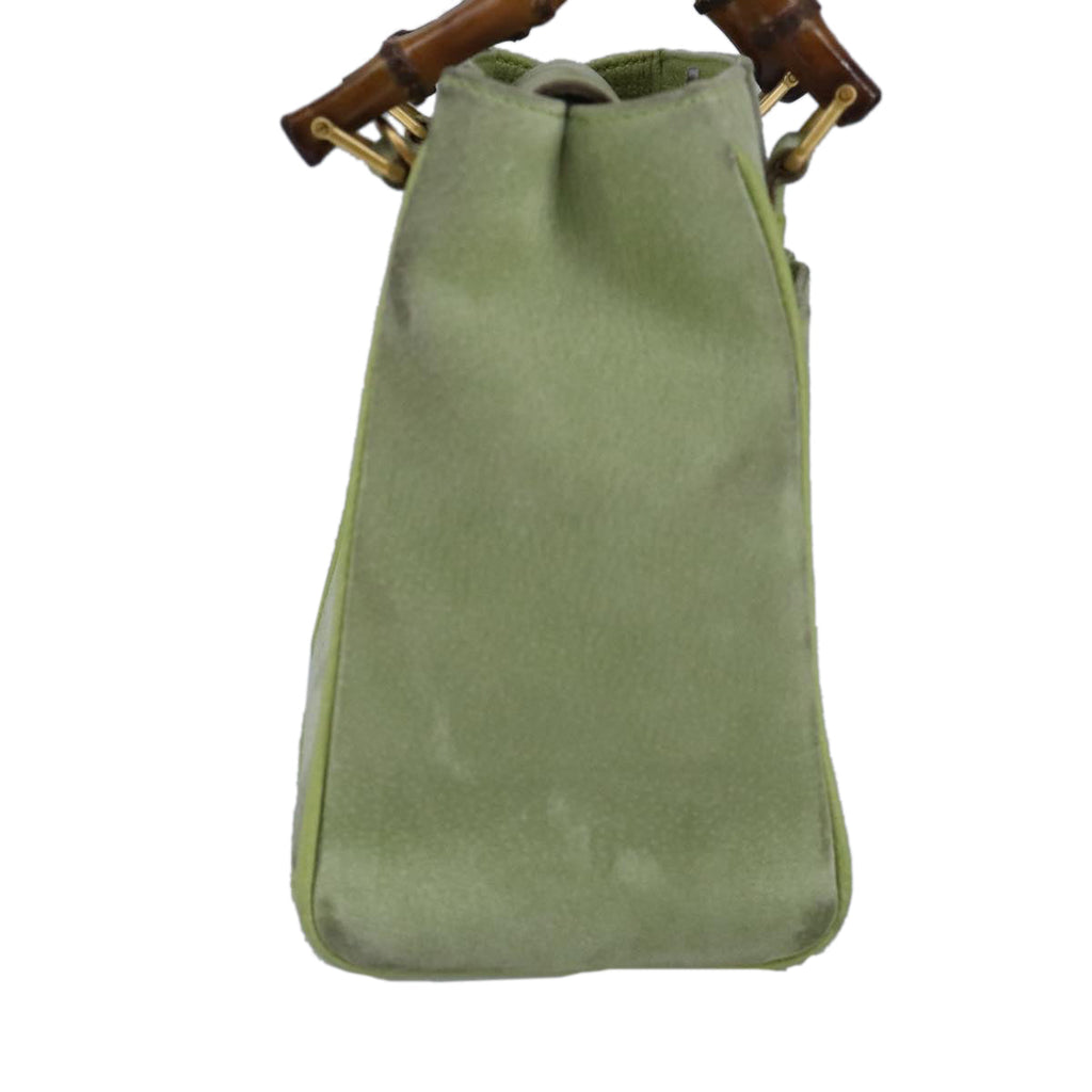 GUCCI Bamboo Hand Bag Suede 2way Gold Light green 000 122 0316 98469