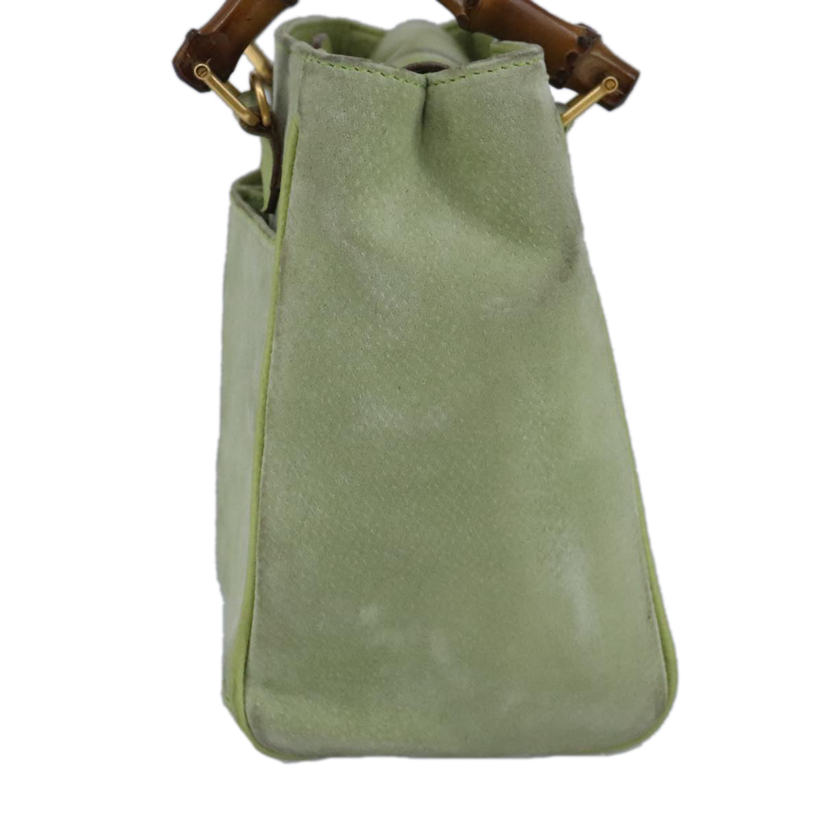 GUCCI Bamboo Hand Bag Suede 2way Gold Light green 000 122 0316 98469