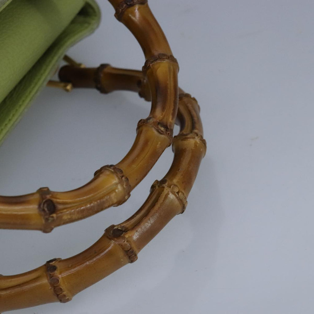 GUCCI Bamboo Hand Bag Suede 2way Gold Light green 000 122 0316 98469