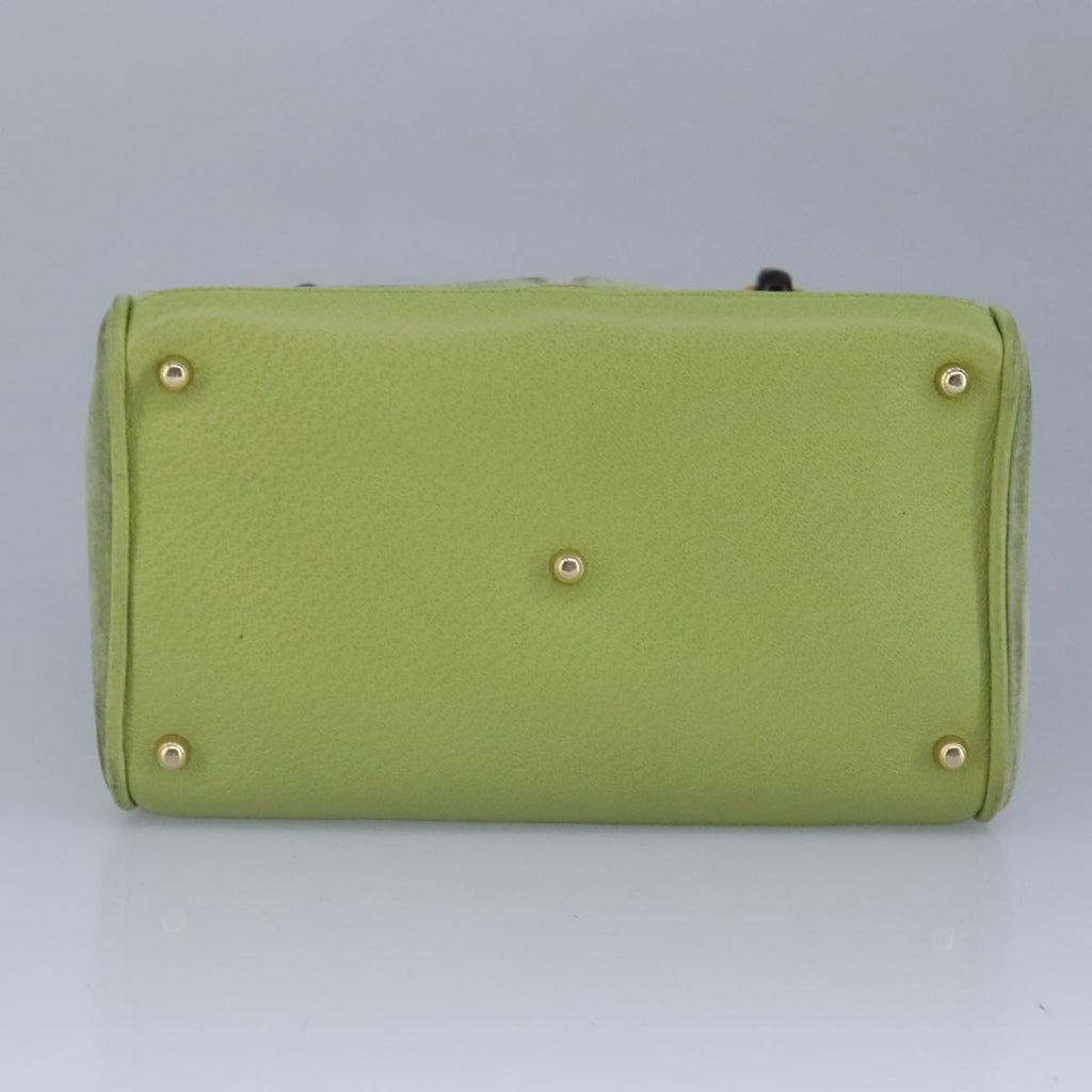 GUCCI Bamboo Hand Bag Suede 2way Gold Light green 000 122 0316 98469