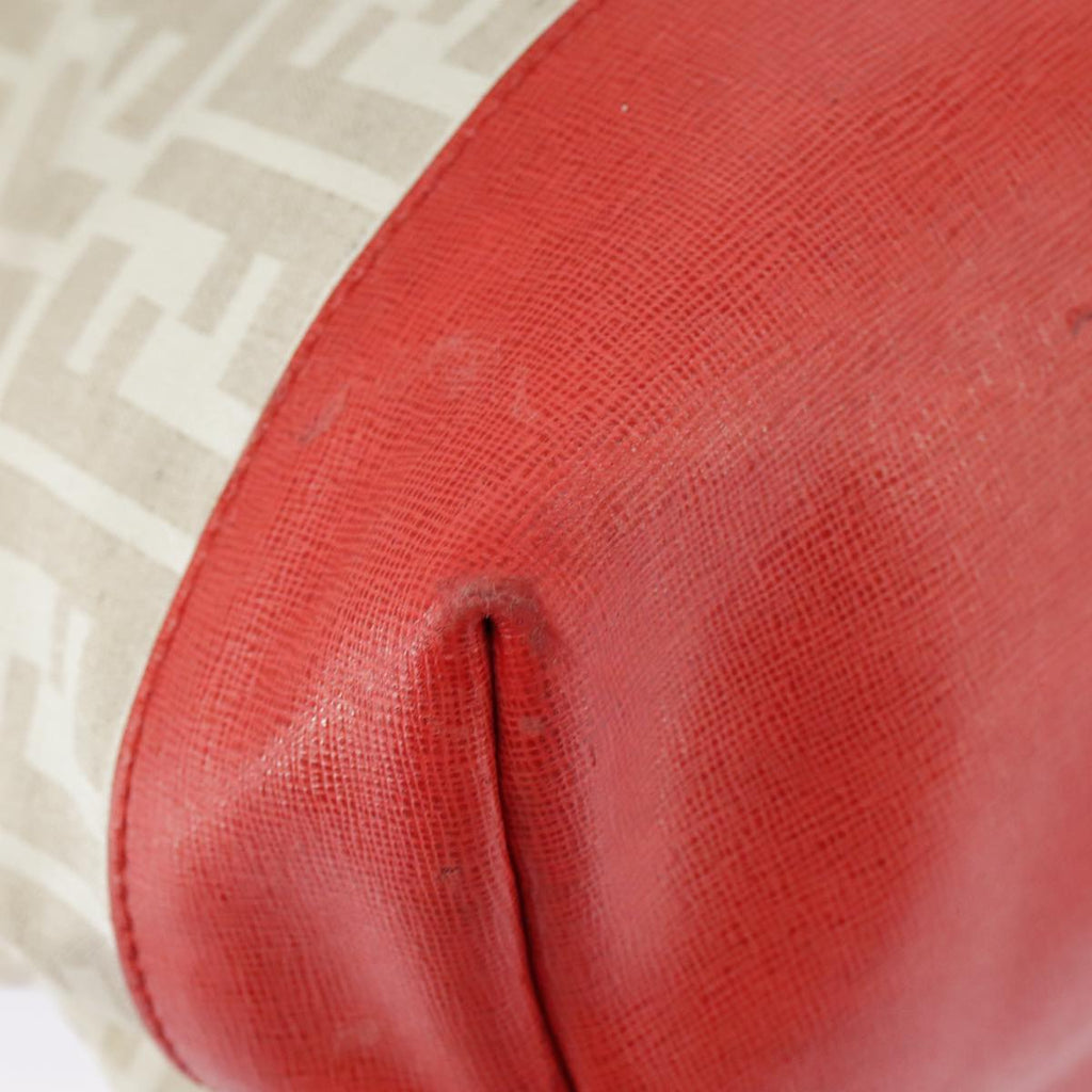 FENDI Zucca Canvas Tote Bag White Red 98476