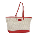 FENDI Zucca Canvas Tote Bag White Red 98476