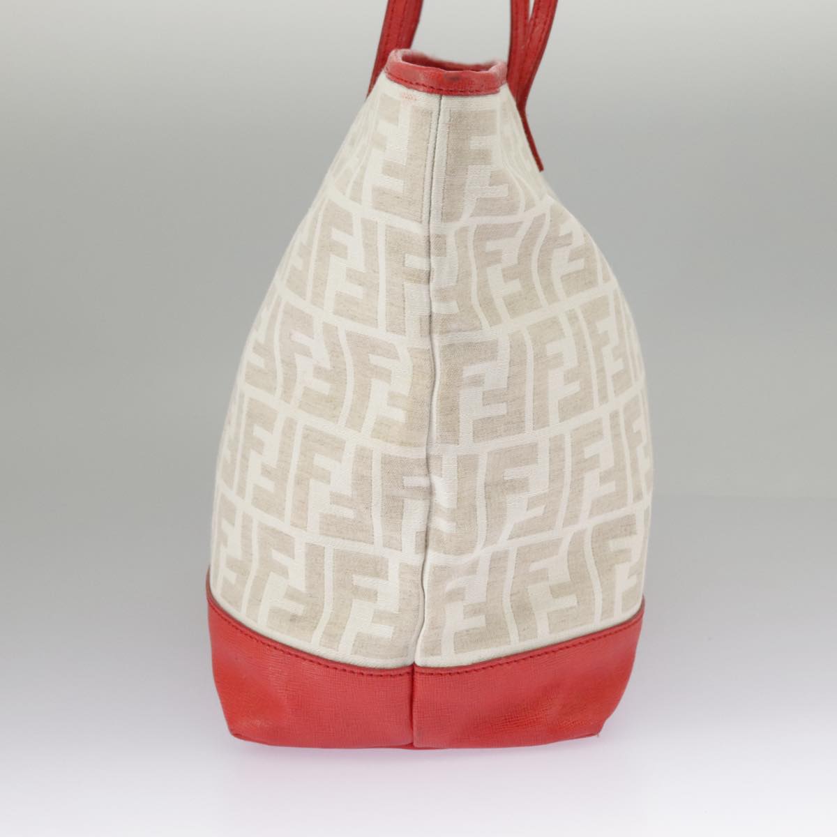 FENDI Zucca Canvas Tote Bag White Red 98476