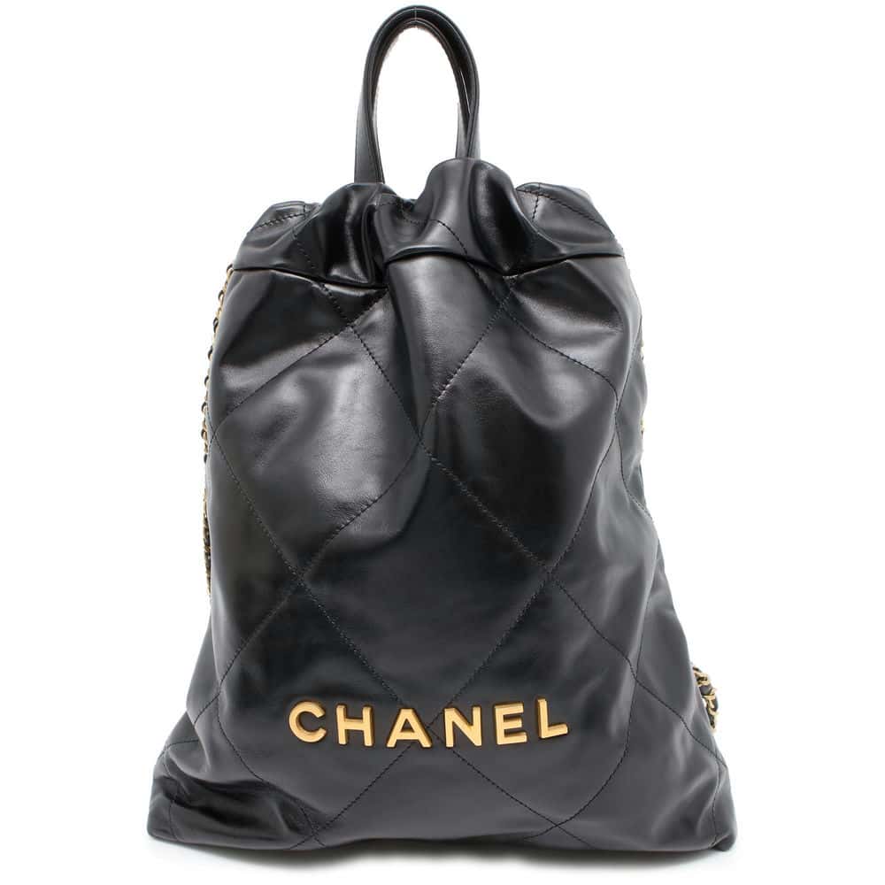 CHANEL CHANEL 22 Backpack BlackAS3859 Shiny Calf Leather