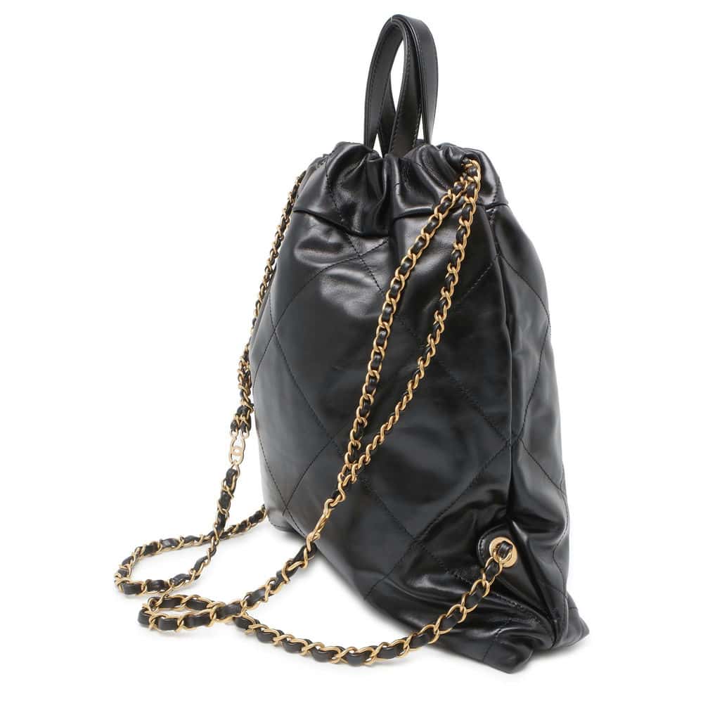 CHANEL CHANEL 22 Backpack BlackAS3859 Shiny Calf Leather
