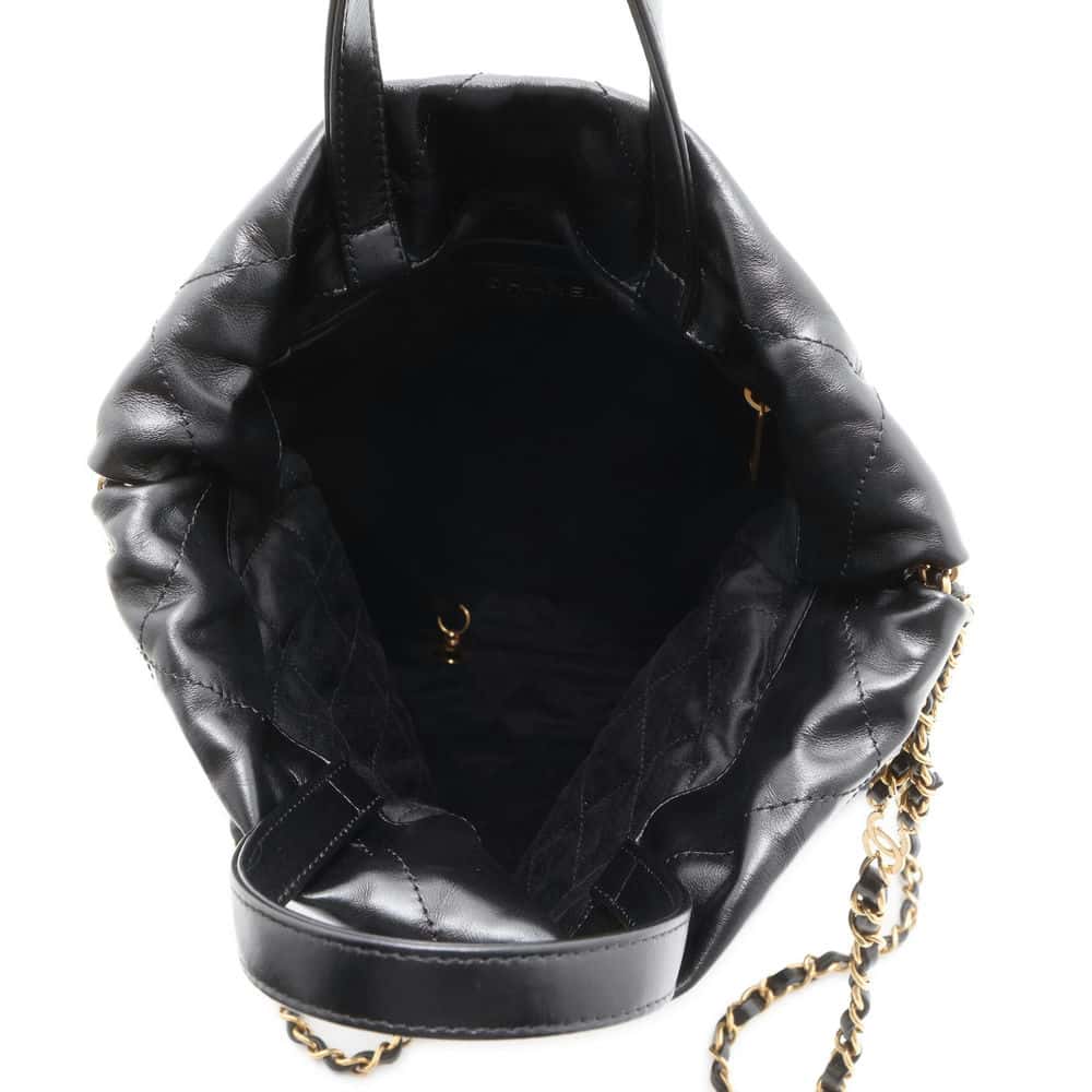 CHANEL CHANEL 22 Backpack BlackAS3859 Shiny Calf Leather