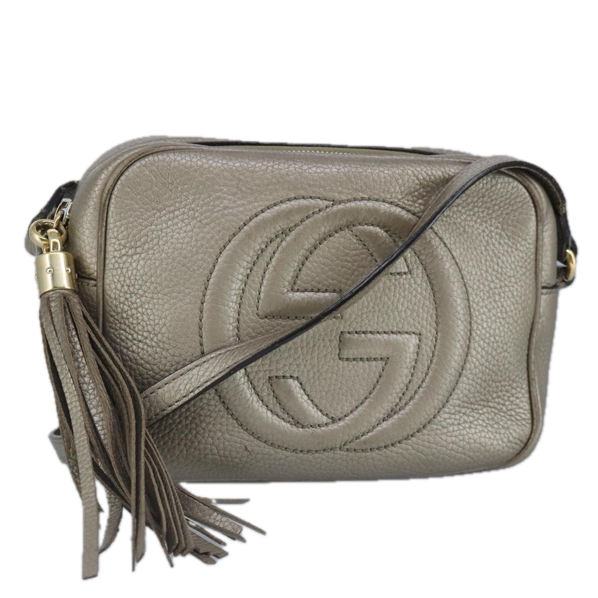 GUCCI Soho Shoulder Bag Leather Beige Gold 808364 98480