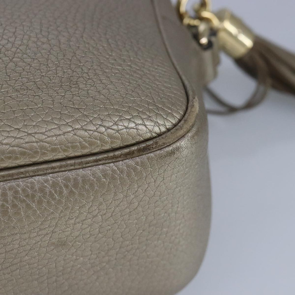 GUCCI Soho Shoulder Bag Leather Beige Gold 808364 98480
