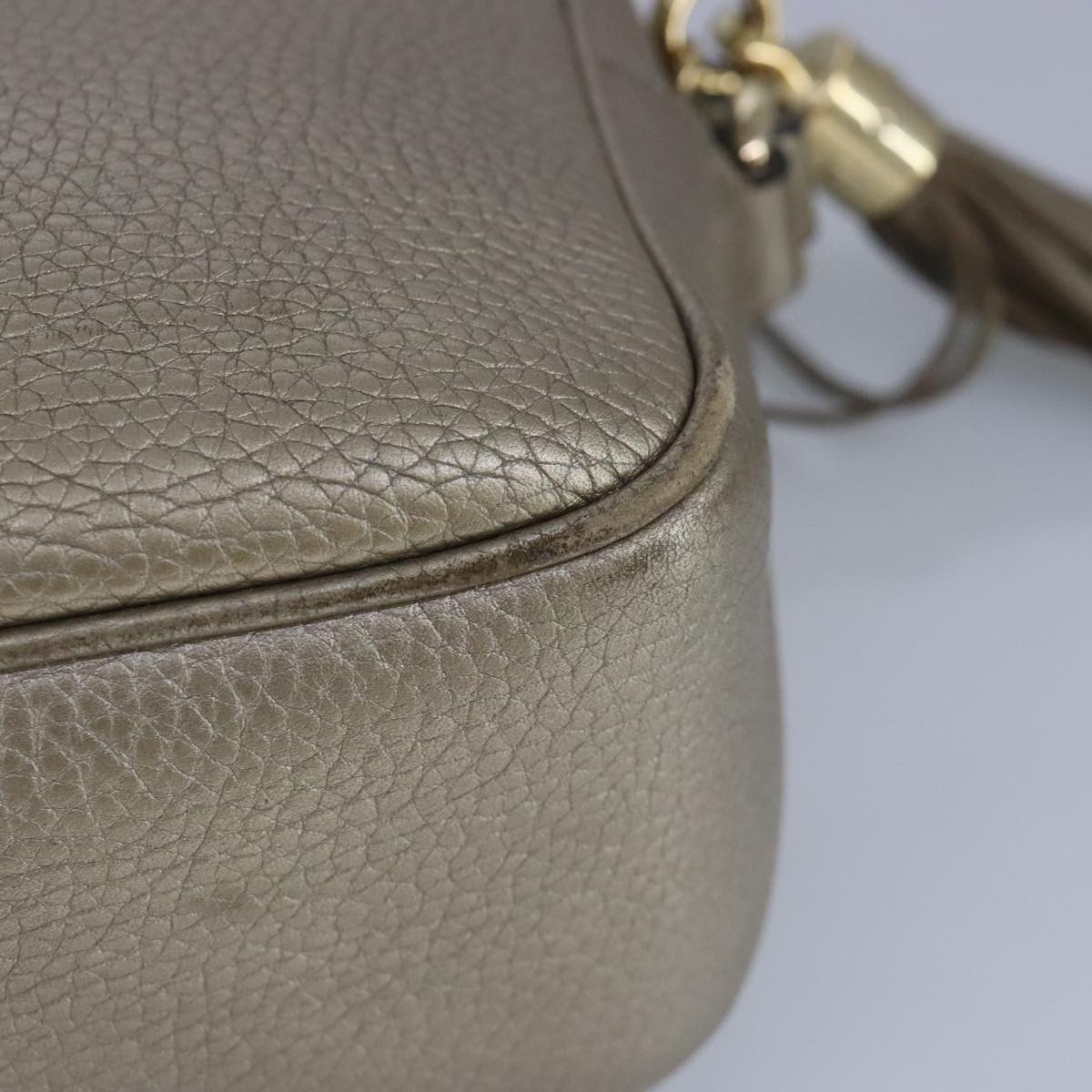 GUCCI Soho Shoulder Bag Leather Beige Gold 808364 98480
