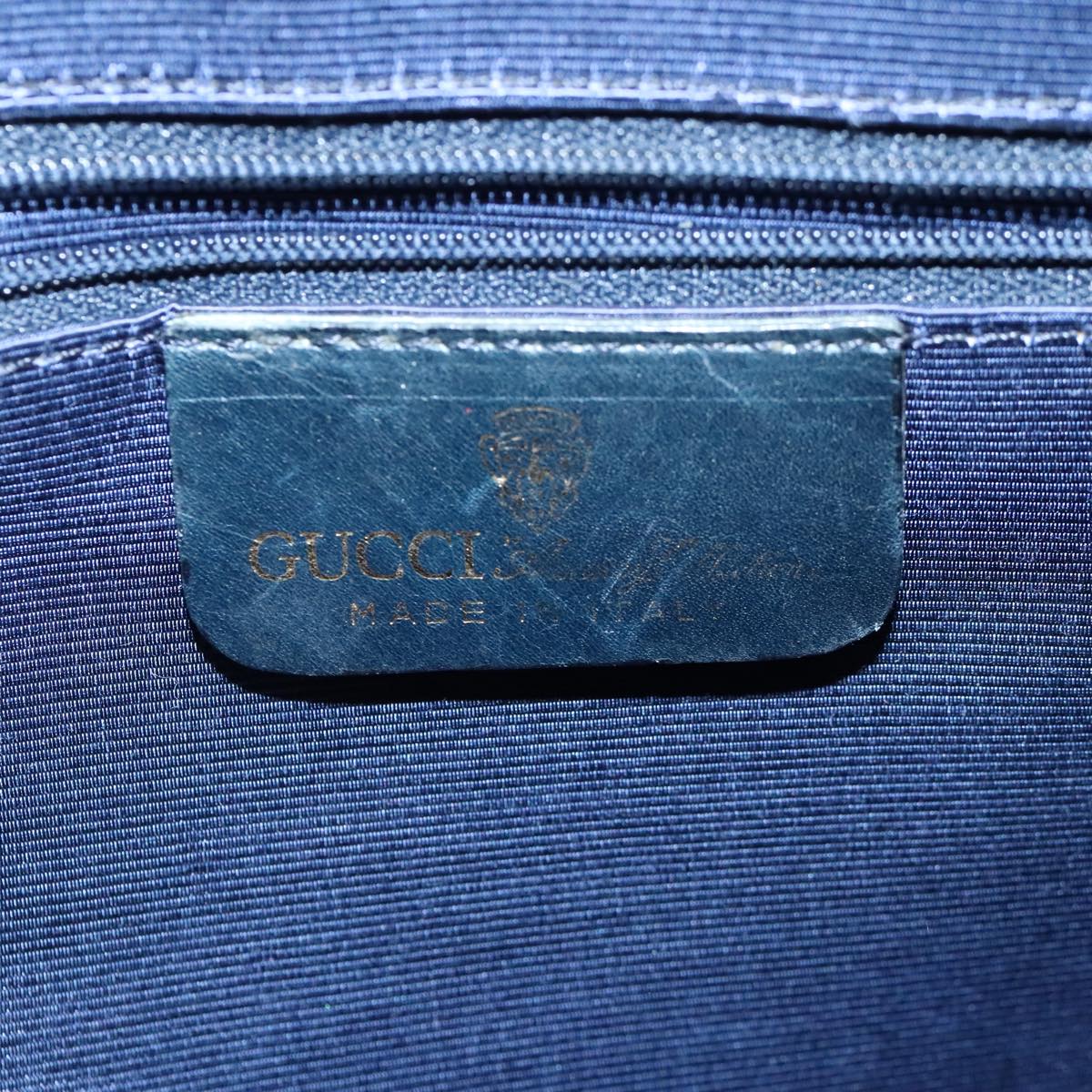 GUCCI GG Supreme Sherry Line Hand Bag PVC Navy Gold Red 010 378 98484