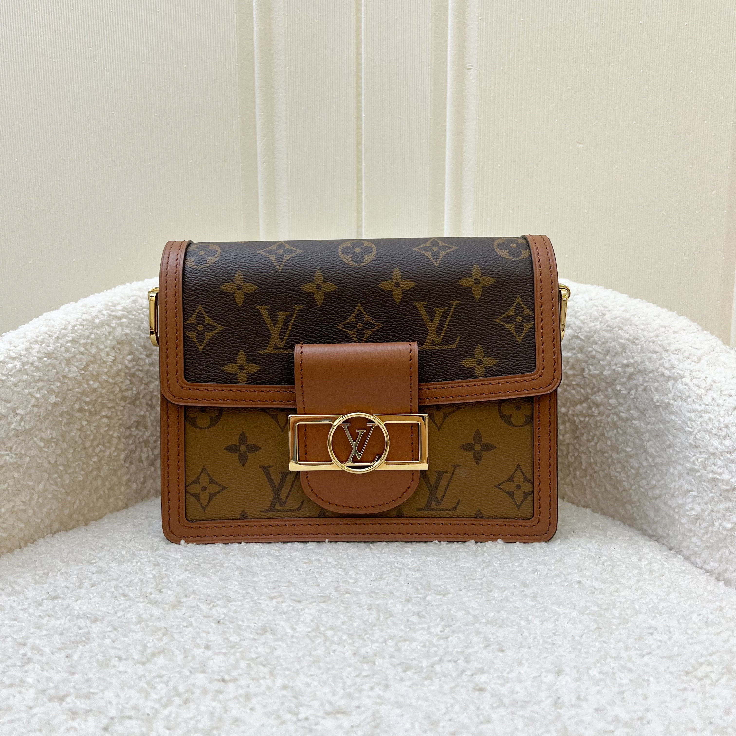 LV Mini Dauphine in Reverse Monogram, Monogram Canvas and GHW