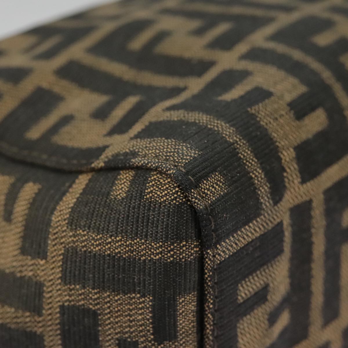 FENDI Zucca Canvas Mamma Baguette Shoulder Bag Black Brown Silver 98502