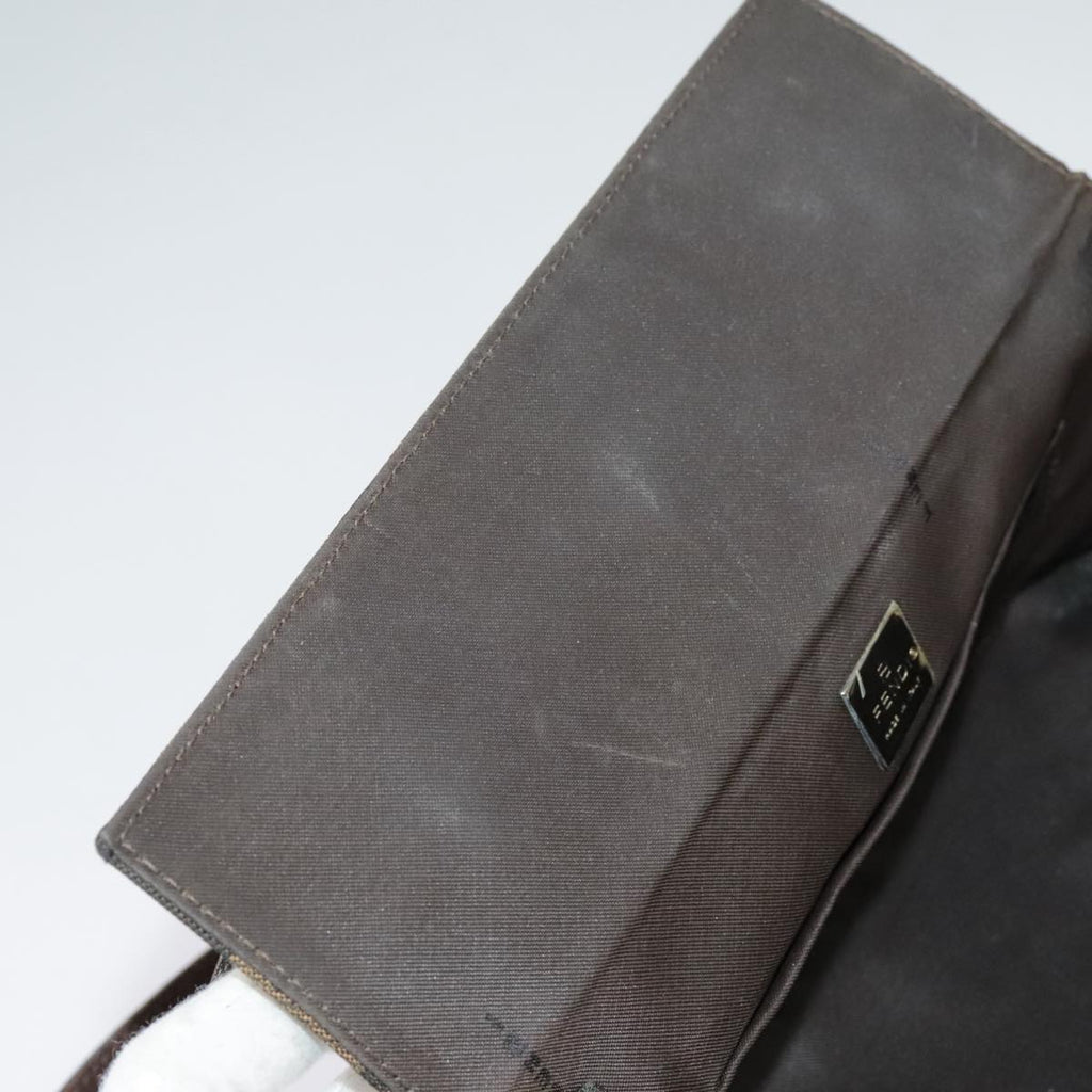 FENDI Zucca Canvas Mamma Baguette Shoulder Bag Black Brown Silver 98502