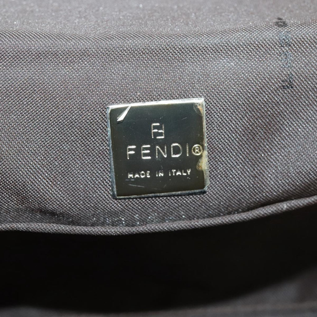 FENDI Zucca Canvas Mamma Baguette Shoulder Bag Black Brown Silver 98502