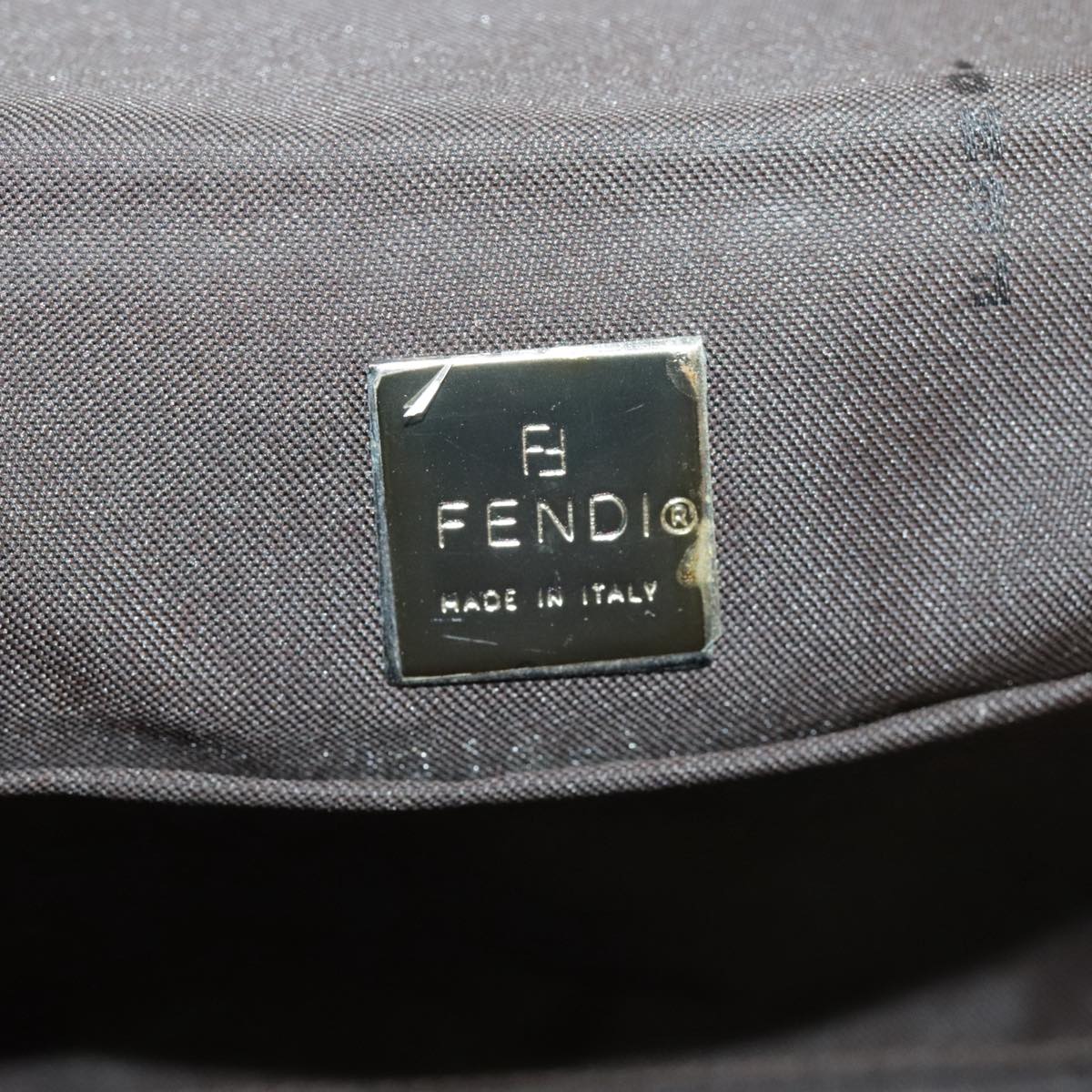FENDI Zucca Canvas Mamma Baguette Shoulder Bag Black Brown Silver 98502