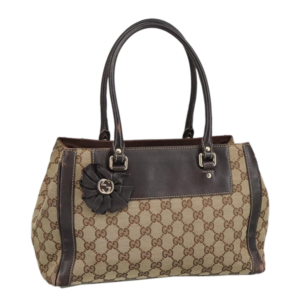 GUCCI GG Canvas Hand Bag Beige Gold 190247 98513