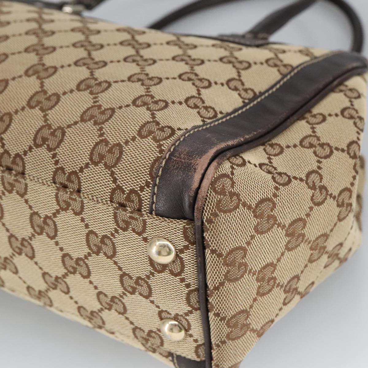 GUCCI GG Canvas Hand Bag Beige Gold 190247 98513