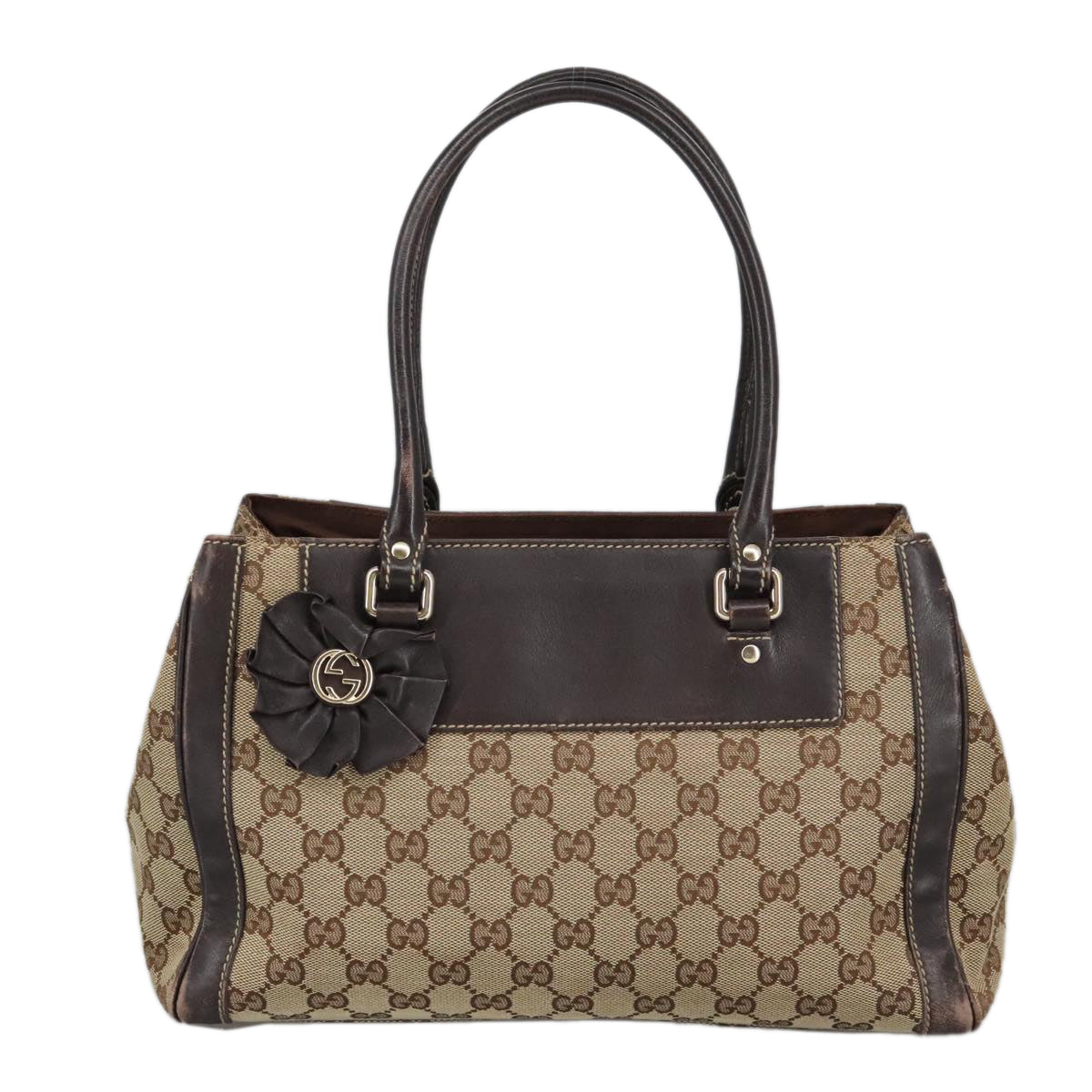 GUCCI GG Canvas Hand Bag Beige Gold 190247 98513
