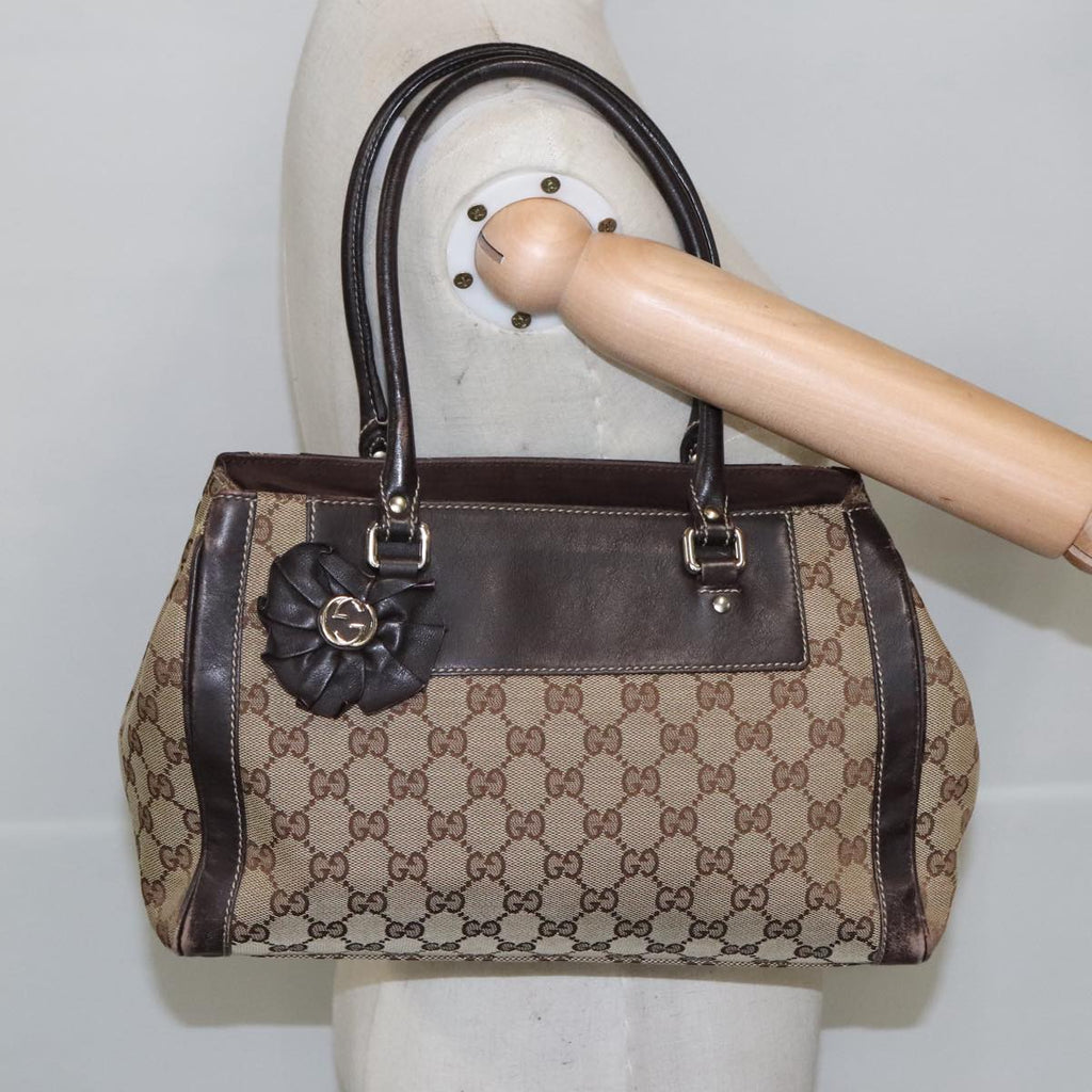 GUCCI GG Canvas Hand Bag Beige Gold 190247 98513