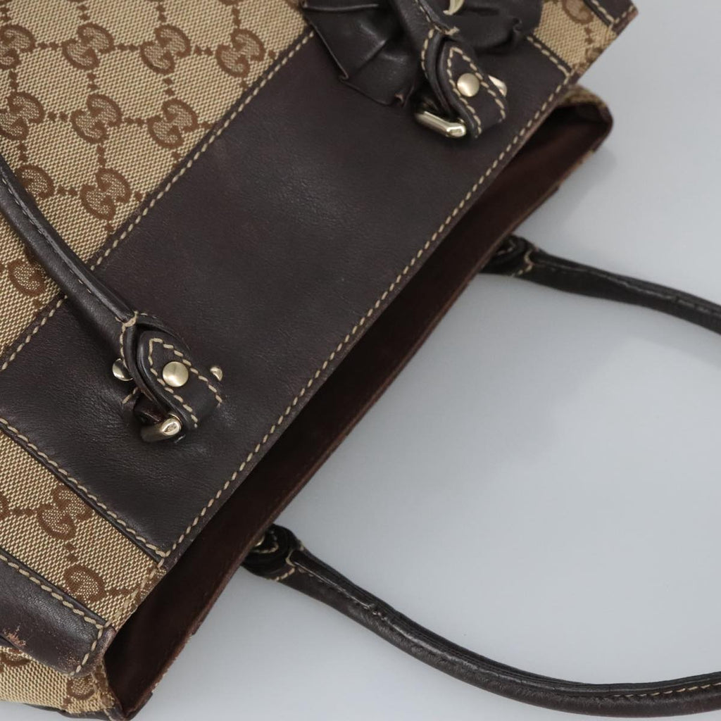GUCCI GG Canvas Hand Bag Beige Gold 190247 98513