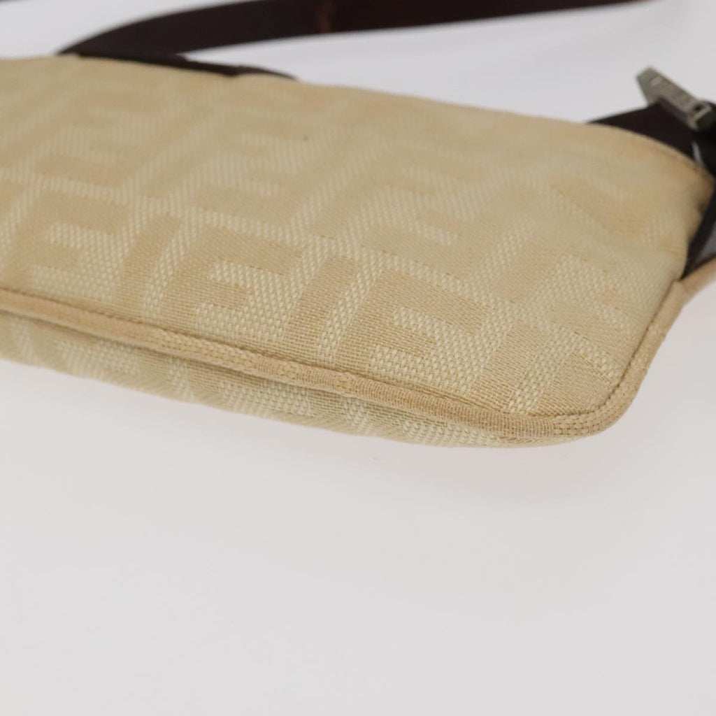 FENDI Zucca Canvas Mamma Baguette Shoulder Bag Beige Silver 98522
