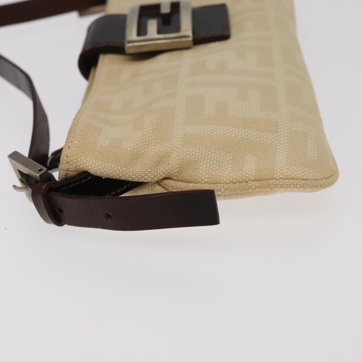 FENDI Zucca Canvas Mamma Baguette Shoulder Bag Beige Silver 98522