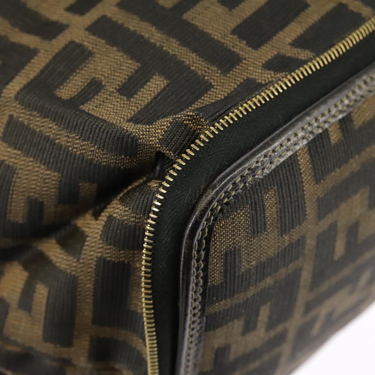 FENDI Zucca Canvas Tote Bag Brown Black gold 98581