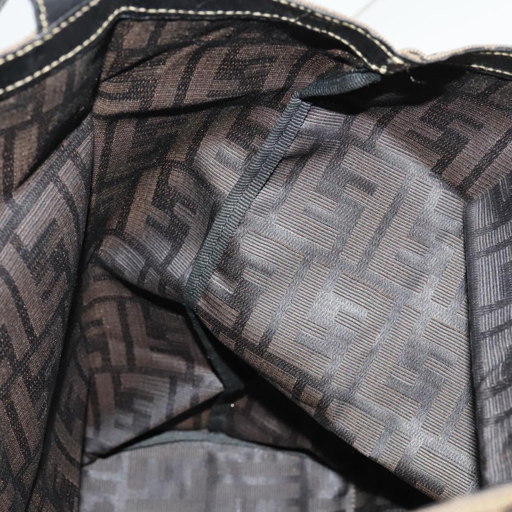 FENDI Zucca Canvas Tote Bag Brown Black gold 98581