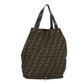 FENDI Zucca Canvas Tote Bag Brown Black gold 98581