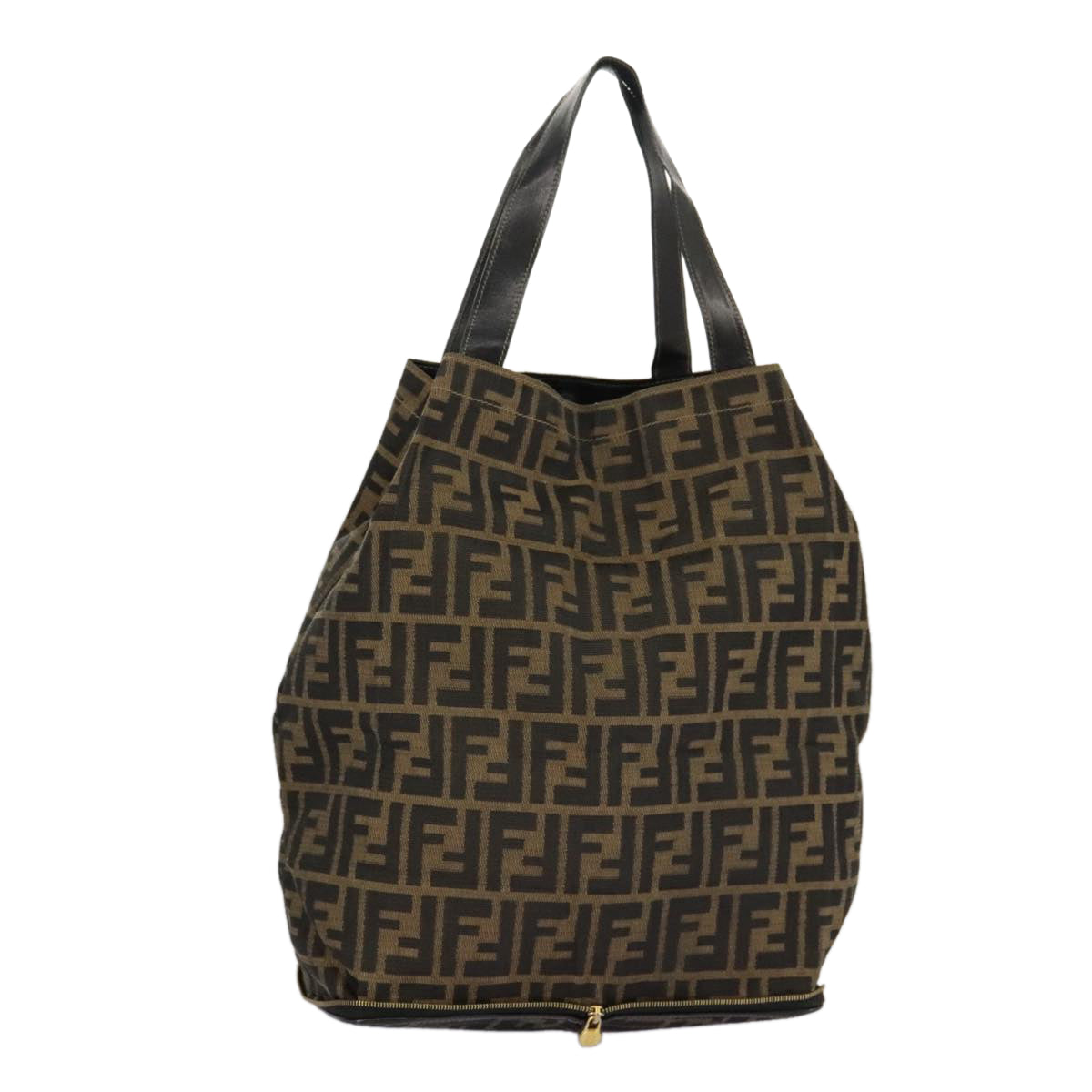 FENDI Zucca Canvas Tote Bag Brown Black gold 98581