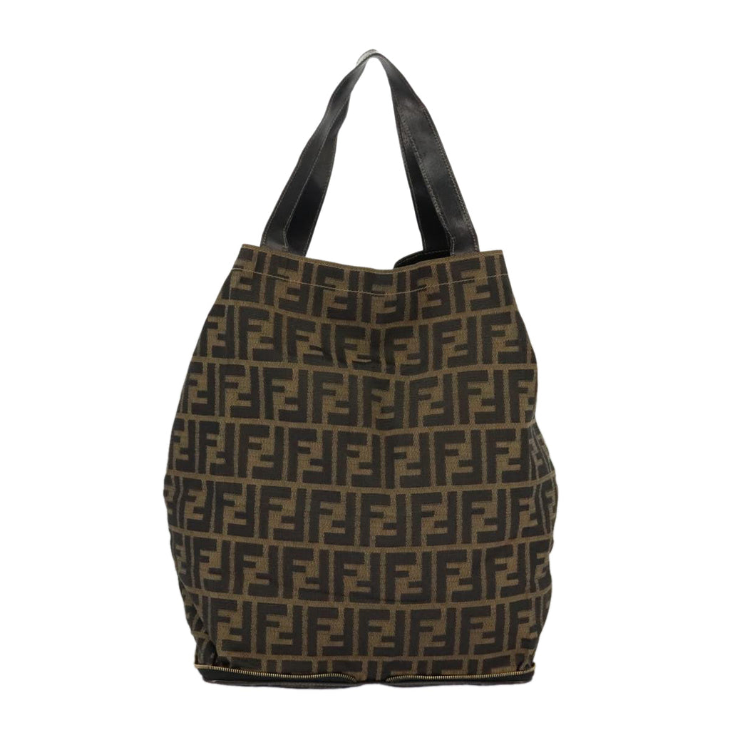 FENDI Zucca Canvas Tote Bag Brown Black gold 98581