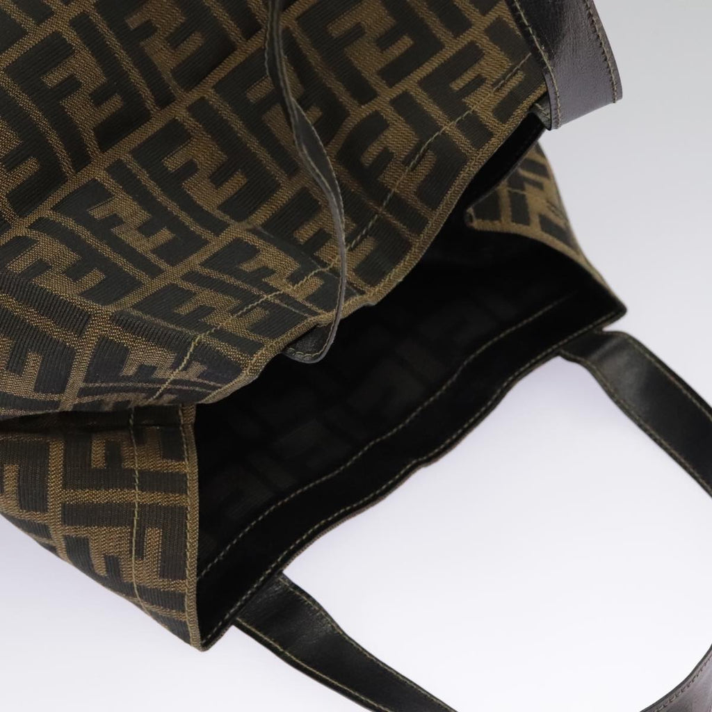 FENDI Zucca Canvas Tote Bag Brown Black gold 98581