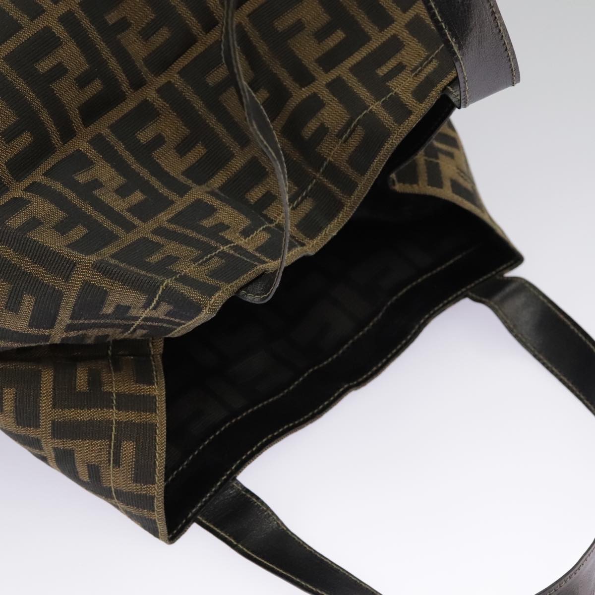 FENDI Zucca Canvas Tote Bag Brown Black gold 98581