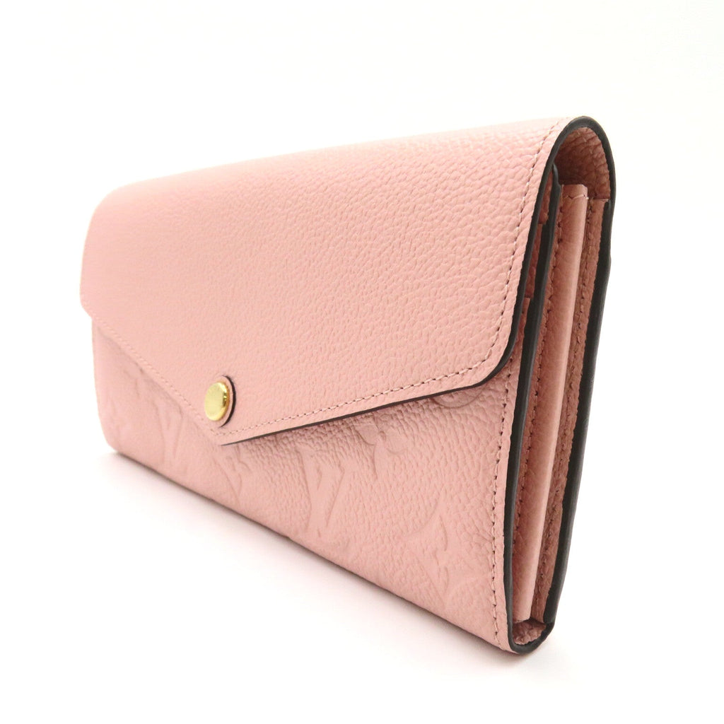 Louis Vuitton Portefolio Sarah Double Fold Wallet Leather Monogram Emplant  Pink M61291