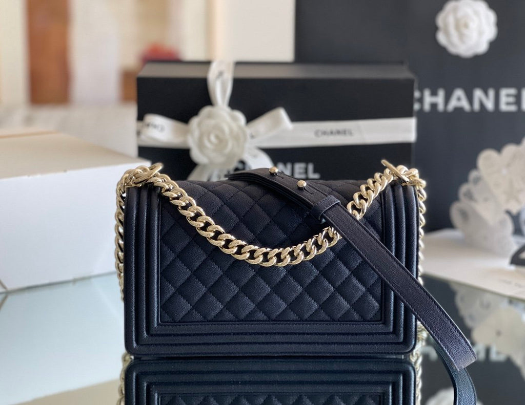 CHLMedium Boy Handbag Dark Blue For Women 9.8in/25cm A67086