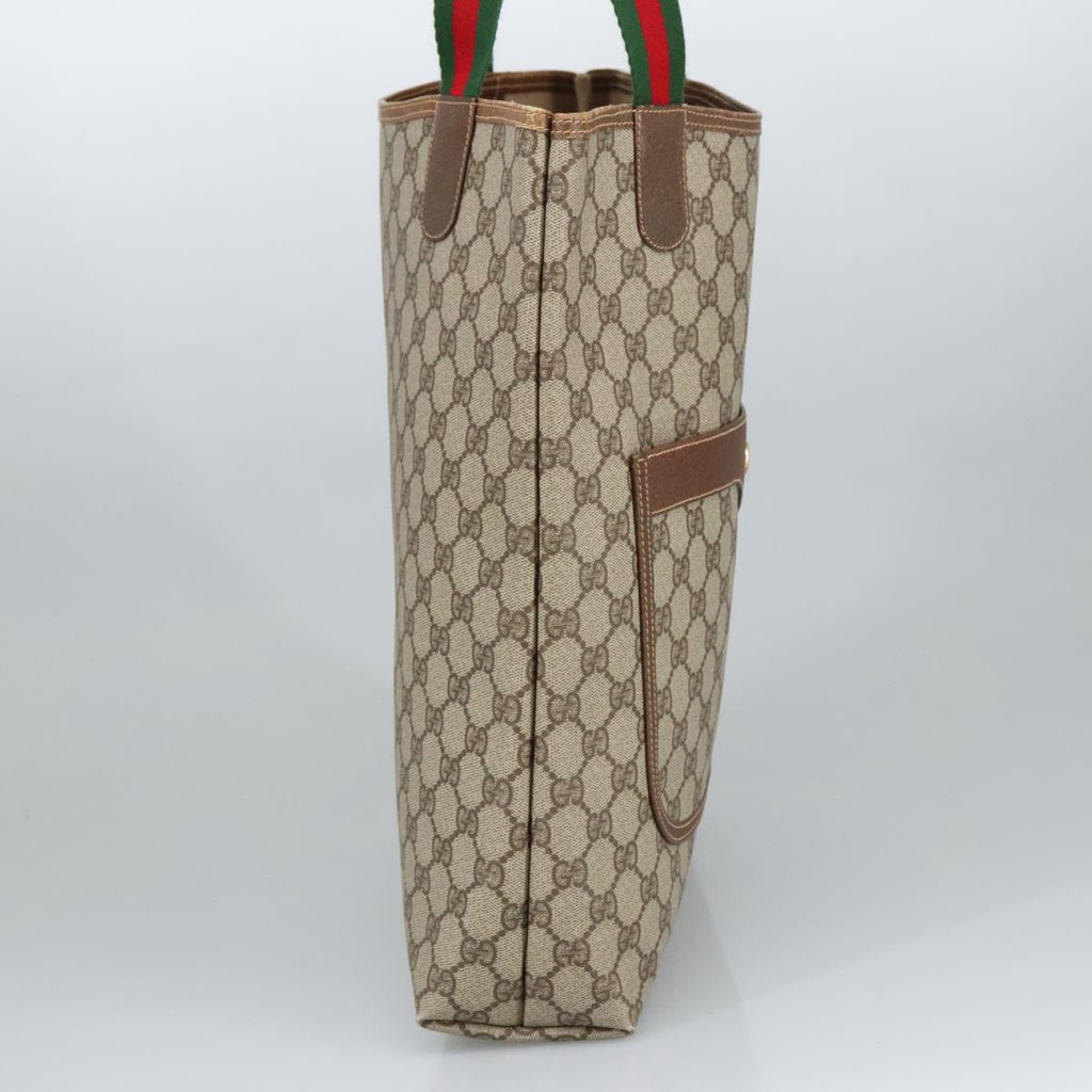 GUCCI GG Supreme Web Sherry Line Tote Bag PVC Beige Gold 002 123 6487 98704