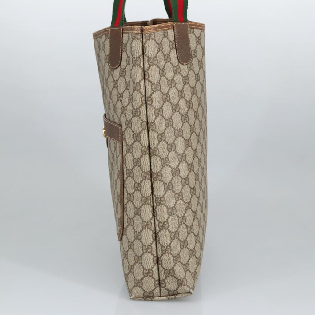 GUCCI GG Supreme Web Sherry Line Tote Bag PVC Beige Gold 002 123 6487 98704