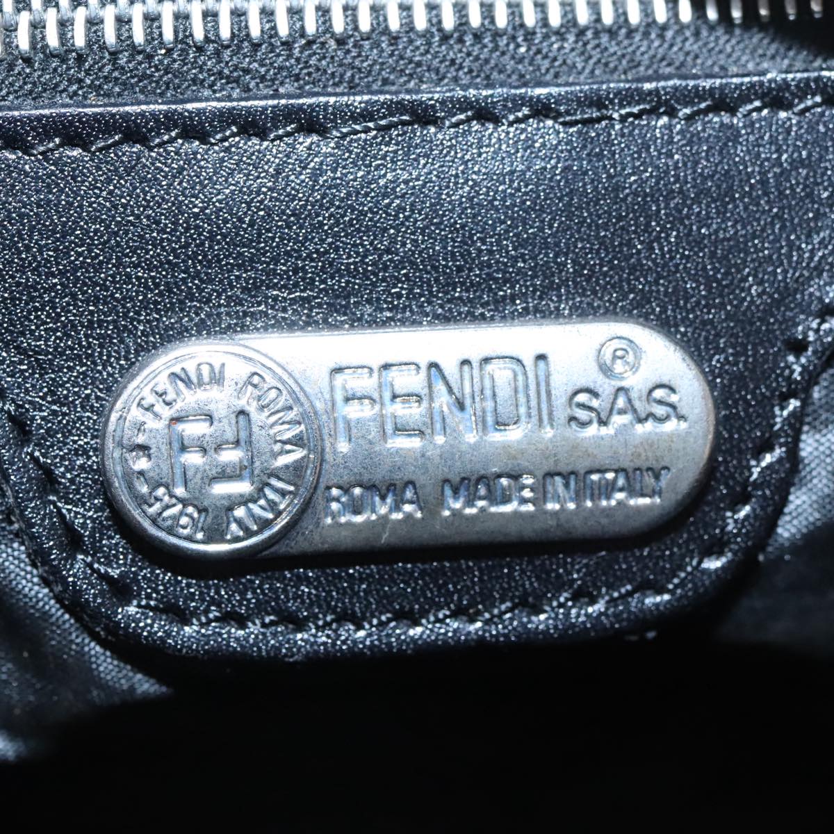 FENDI Shoulder Bag Nylon Black Silver 98709