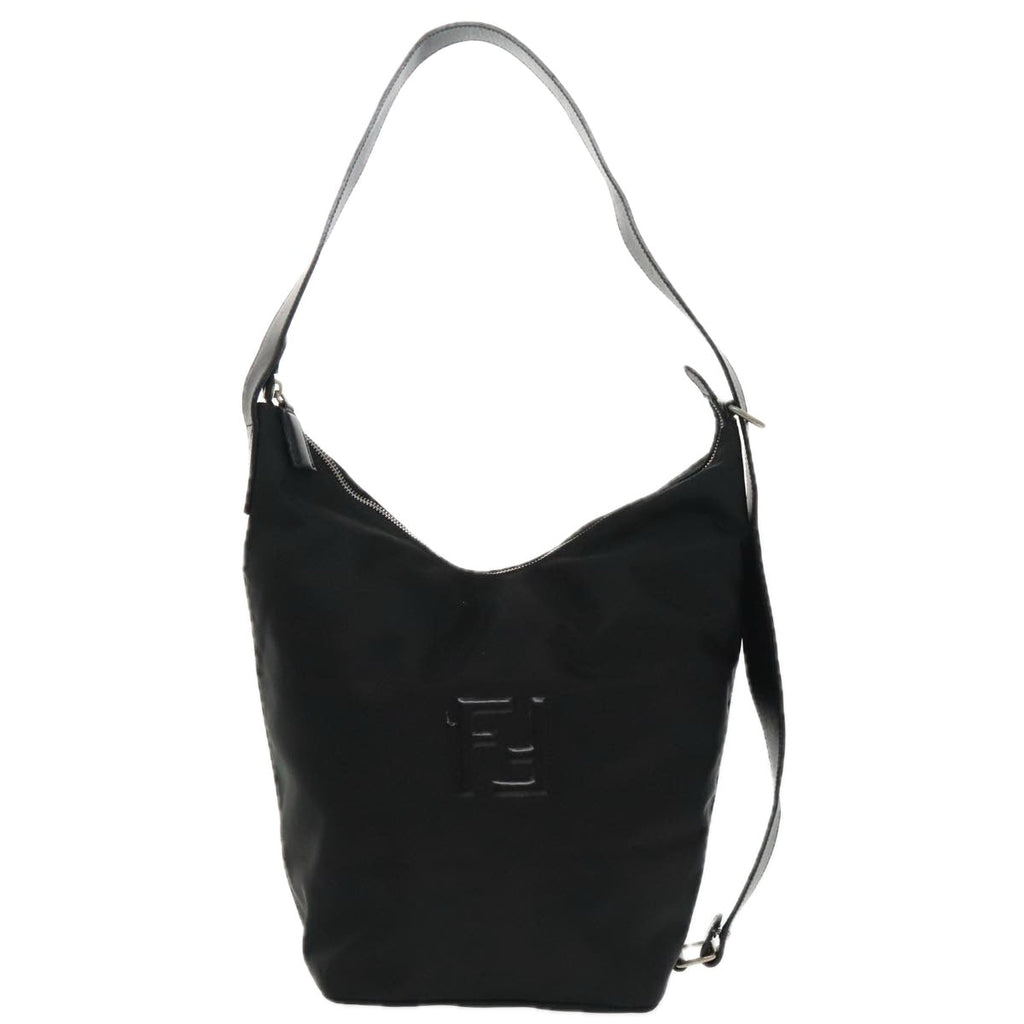 FENDI Shoulder Bag Nylon Black Silver 98709