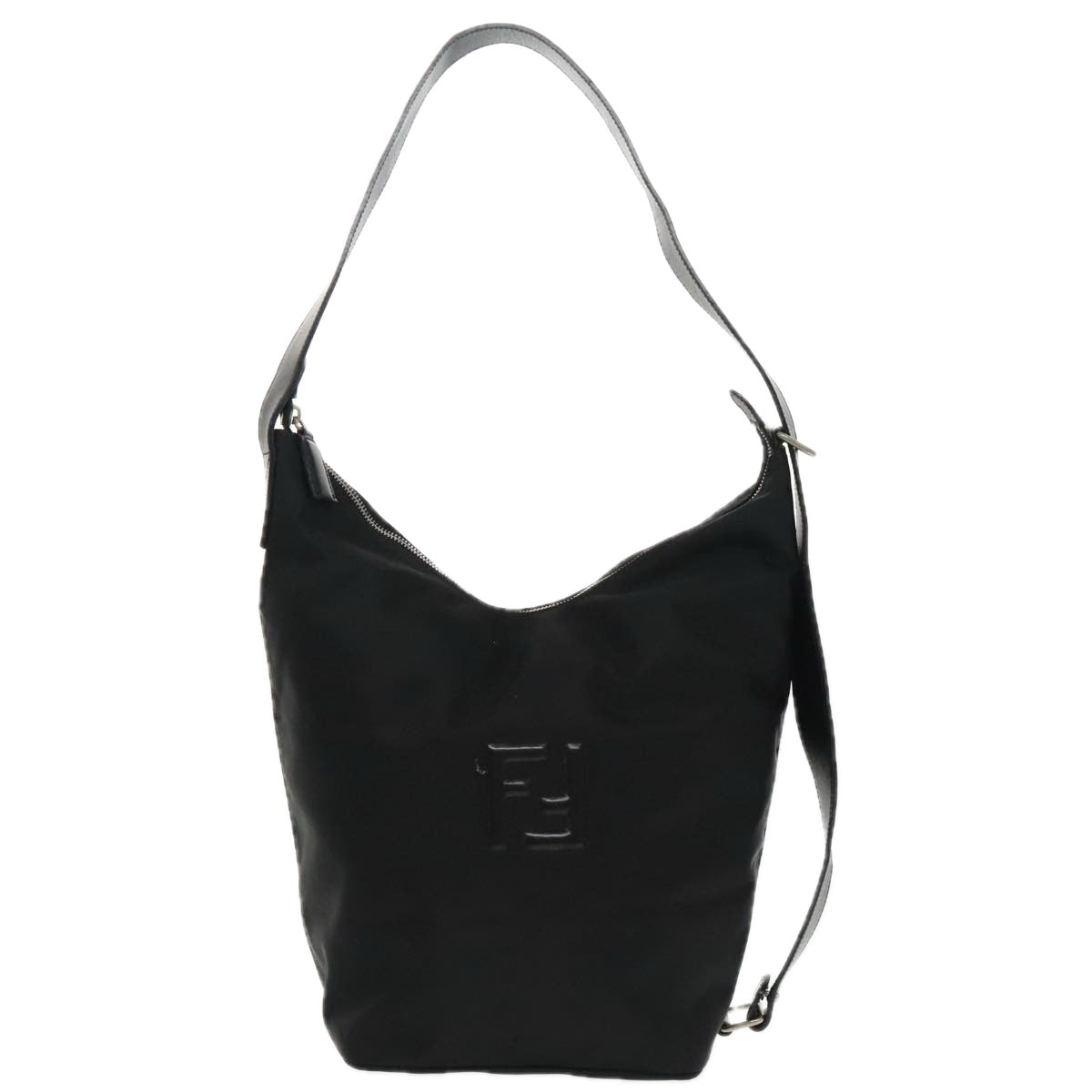 FENDI Shoulder Bag Nylon Black Silver 98709