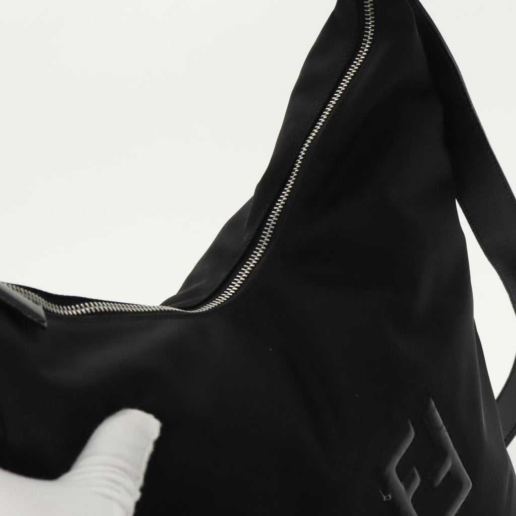 FENDI Shoulder Bag Nylon Black Silver 98709