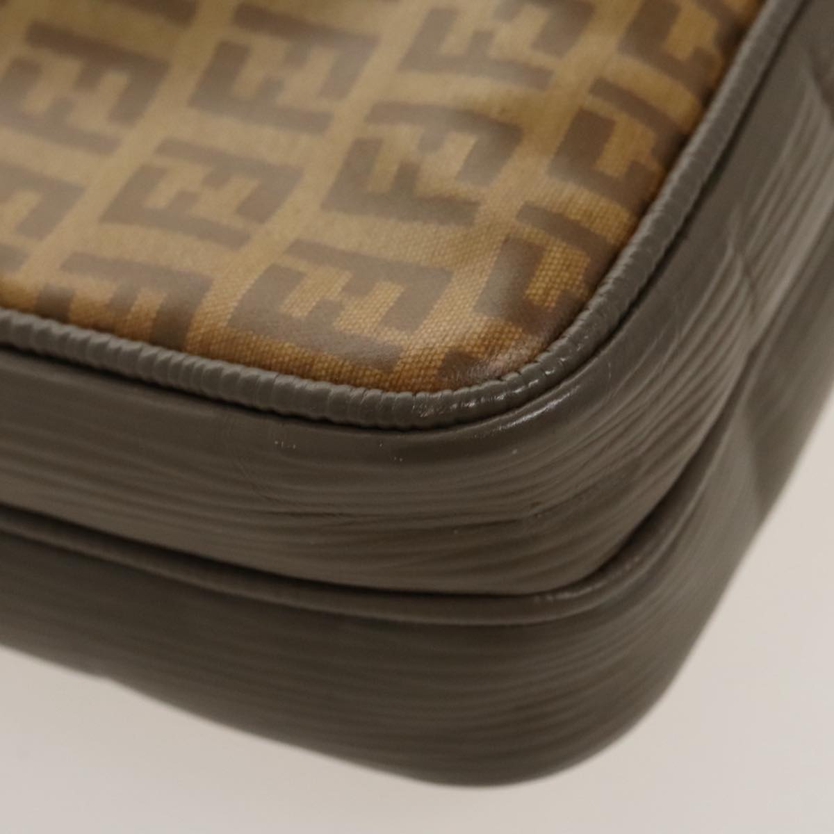 FENDI Zucchino Canvas Shoulder Bag Beige 98714