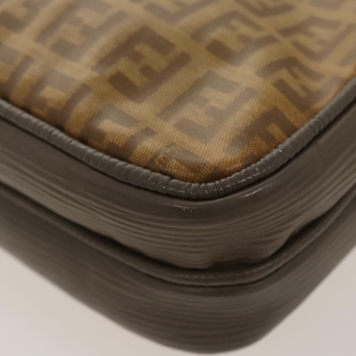 FENDI Zucchino Canvas Shoulder Bag Beige 98714