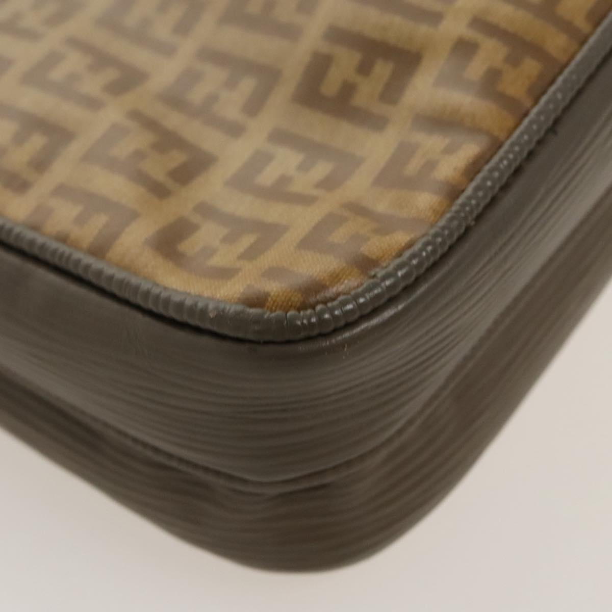 FENDI Zucchino Canvas Shoulder Bag Beige 98714