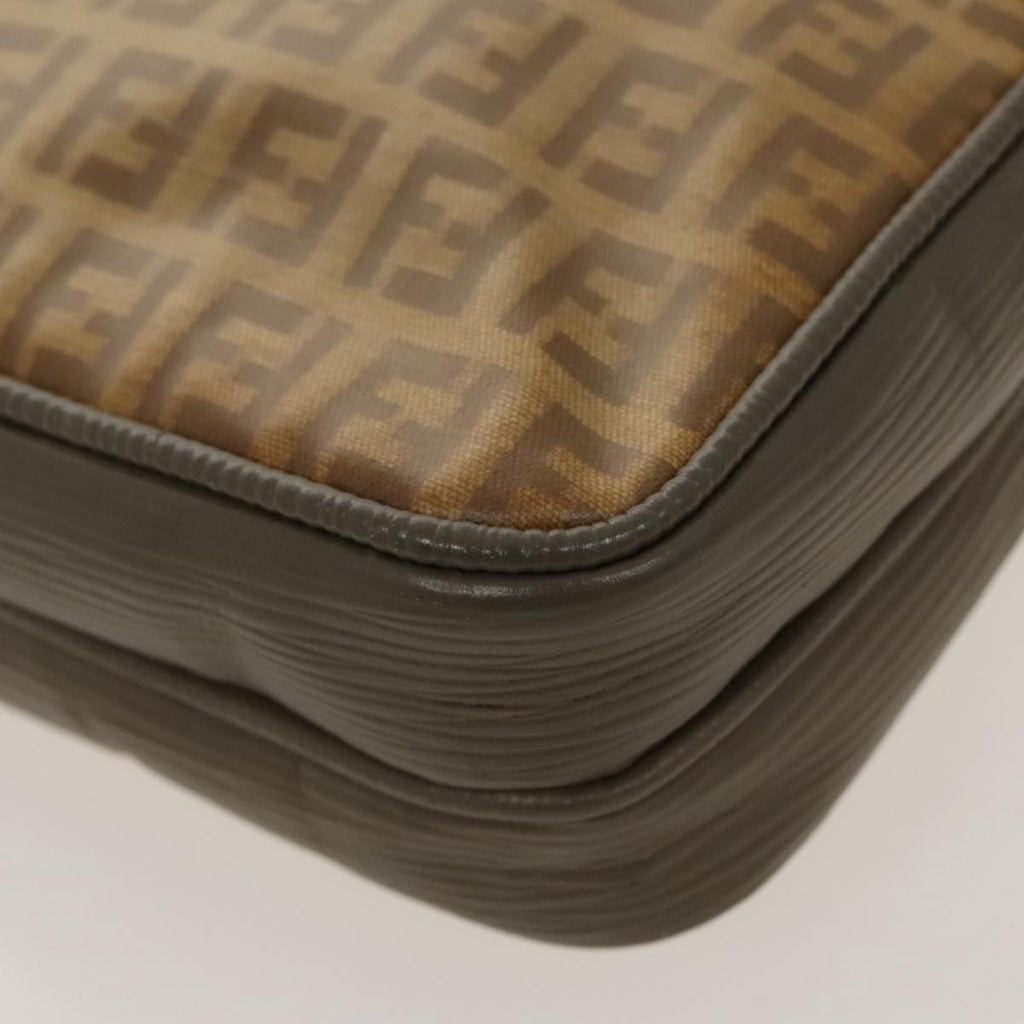 FENDI Zucchino Canvas Shoulder Bag Beige 98714