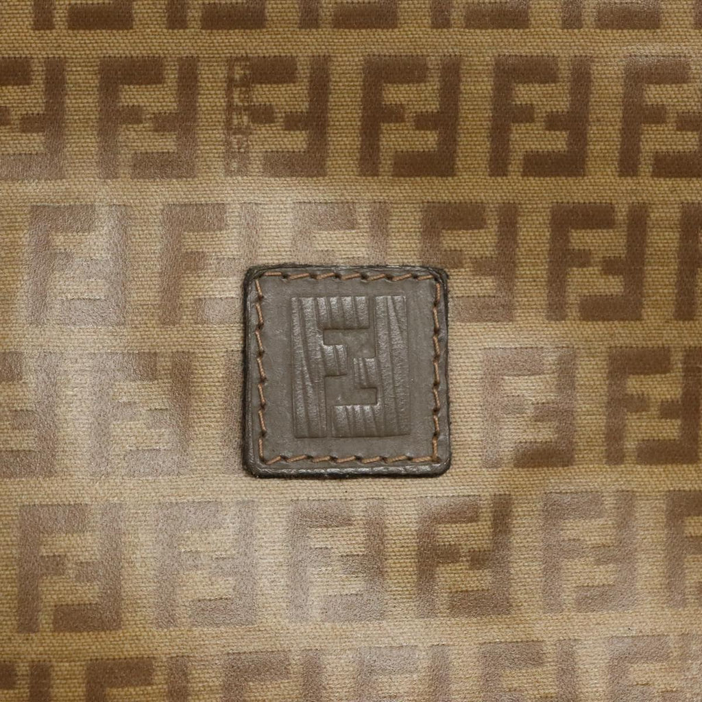 FENDI Zucchino Canvas Shoulder Bag Beige 98714