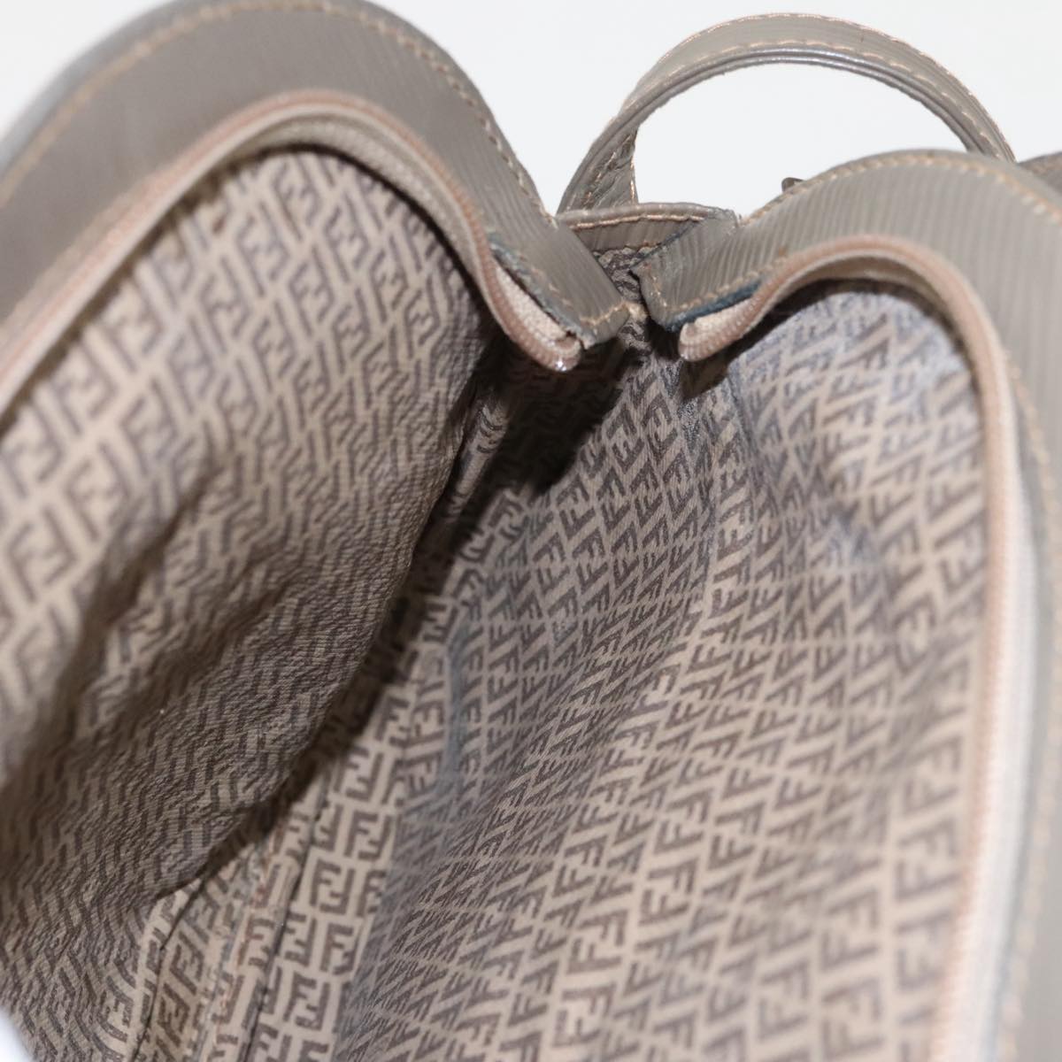 FENDI Zucchino Canvas Shoulder Bag Beige 98714