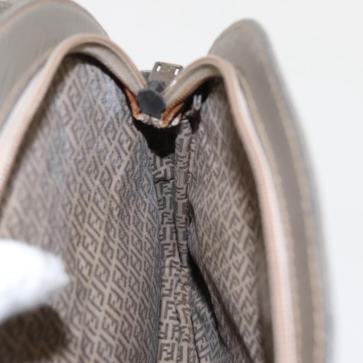 FENDI Zucchino Canvas Shoulder Bag Beige 98714